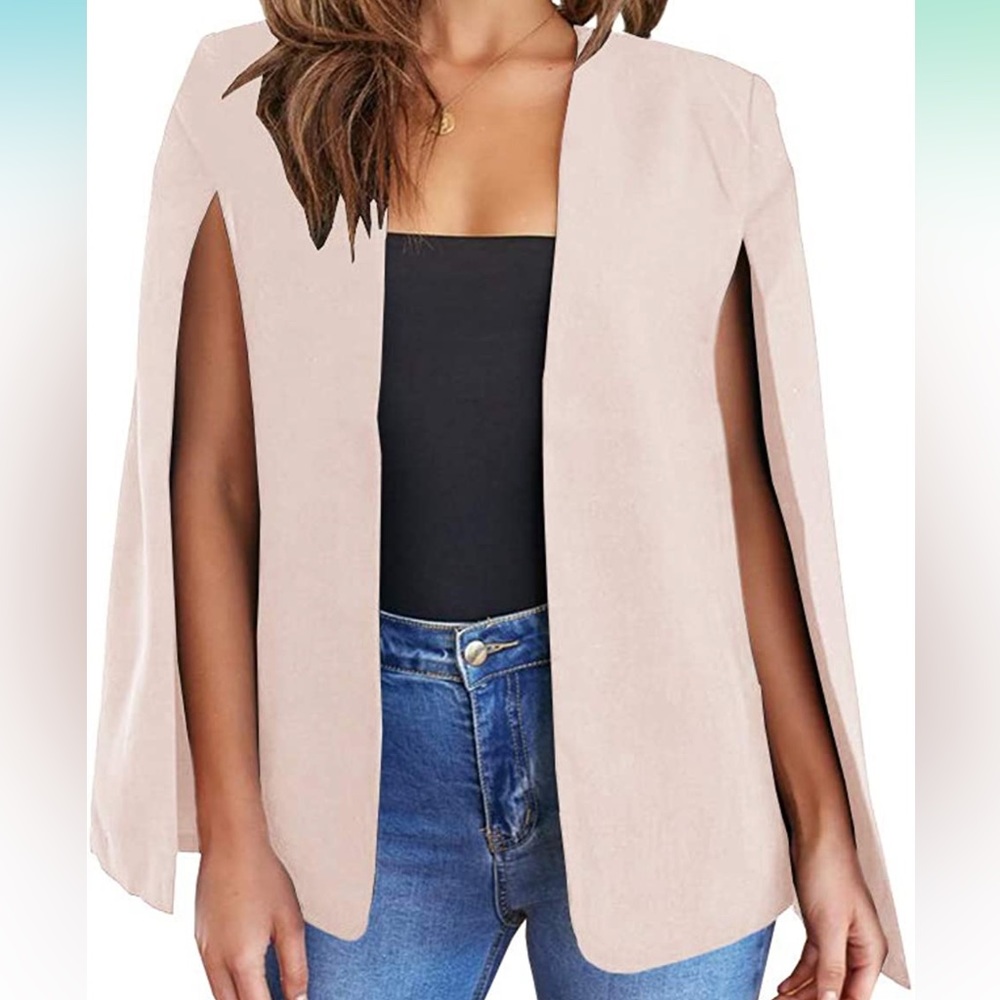 Cape blazer split sleeve open front